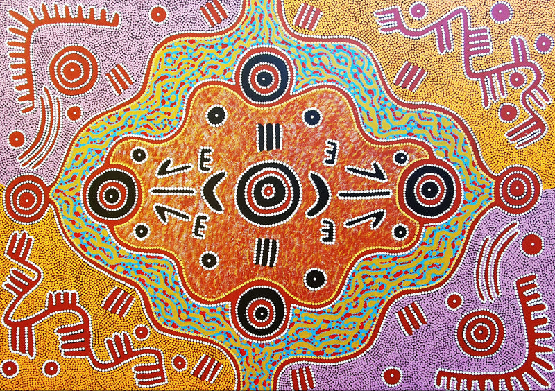 Michael Nelson Tjakamarra "Two Kangaroo's and Headwear Ceremony" | ninbella.art.