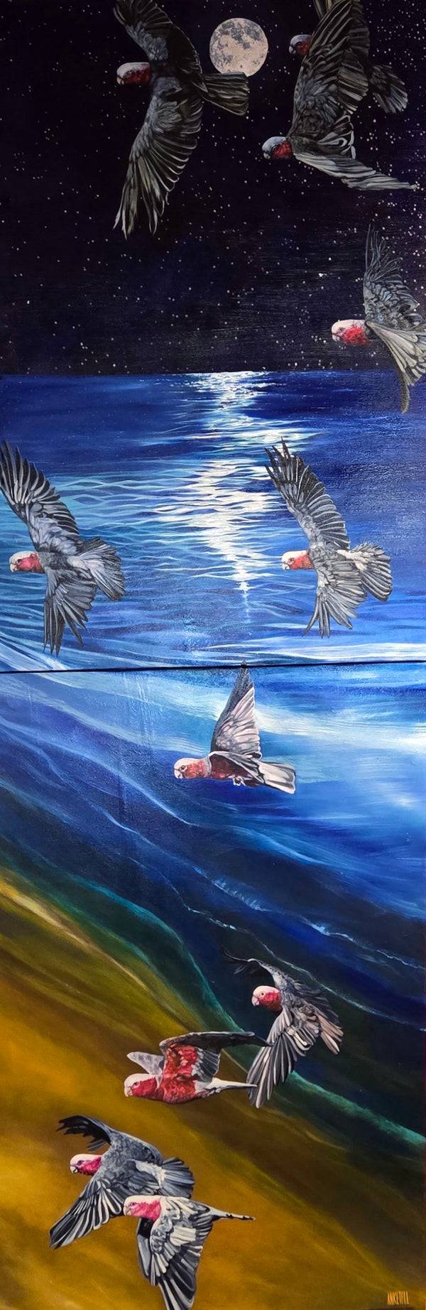 Leah Anketell "Wingbeats + Lunar Whispers" (diptych)